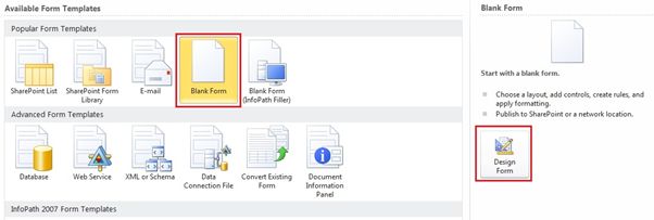 Blank Form in InfoPath